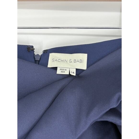 SACHIN + BABI Off-the-Shoulder Back Slit “Viveca Gown” in Blue Night Sky – Sz 14 - Picture 6 of 6